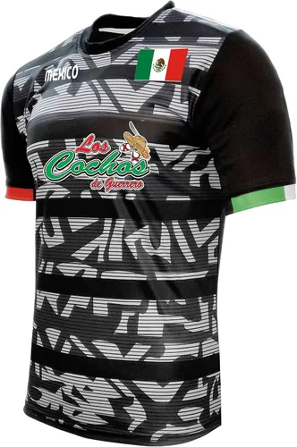 Vista 2 de Jersey México Los Cochos de Guerrero 100% Poliéster NegroGris_Hecho en México
