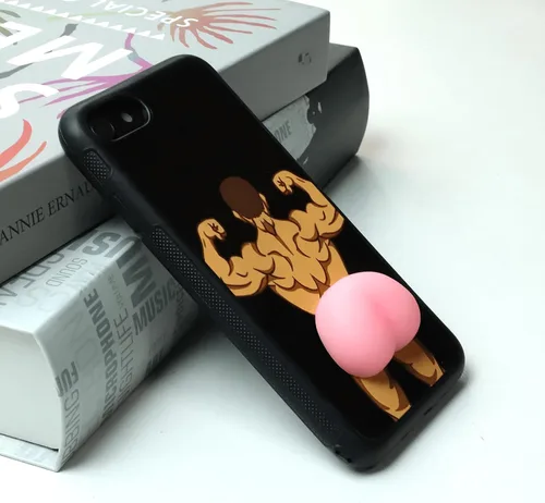 Vista 5 de Funda Graciosa y Fea para Teléfono Compatible con iPhone 7/8/SE Funda Ridícula, Extraña, Feísima y Loca de Melocotón