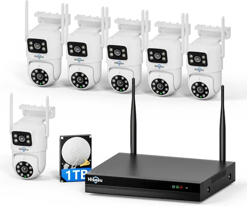 Vista 11 de Hiseeu - Cámara de seguridad inalámbrica, WiFi 5G/2.4G, vista de lente dual, control de inclinación, zoom, visión nocturna a todo color, detección