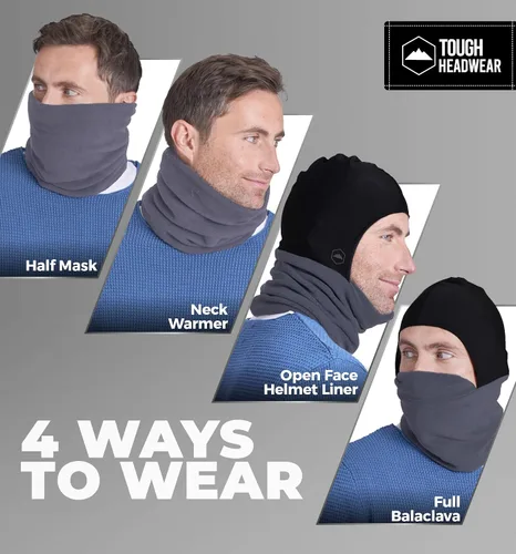 Vista 6 de Calentador de cuello de invierno, pasamontañas de forro polar, máscara de esquí para hombres y mujeres, máscara facial de invierno para clima frío