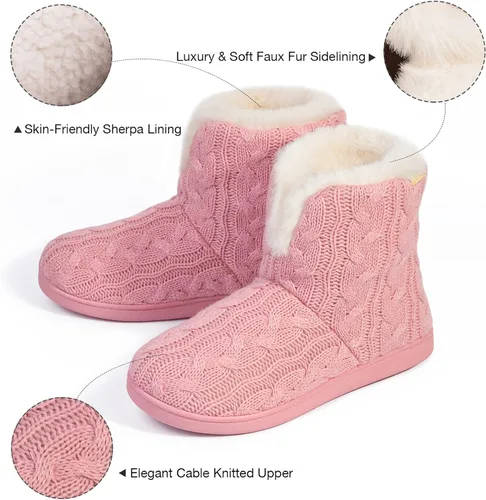Vista 5 de HomeTop Pantuflas mullidas de espuma viscoelástica para mujer con suela de goma para interiores y exteriores