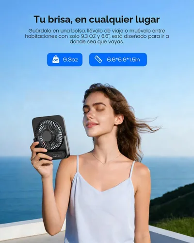 Vista 8 de Otlonpe Ventilador de Escritorio Portátil de 6.5 Pulgadas, Batería Recargable de 4000mAh Operado por Batería y Alimentado por USB, Ventilador