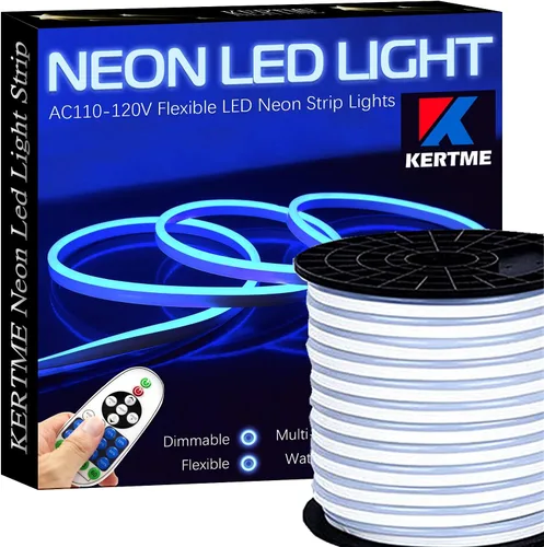 Vista 10 de Tira de luces LED de neón tipo AC 110-120V, tira de luz de neón LED flexible/impermeable/regulable/multimodos + control remoto de 23 teclas