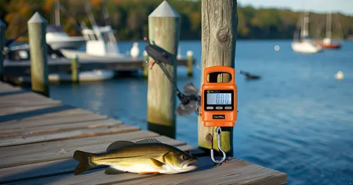 Vista 6 de Klau - Báscula portátil de pesaje para peces, naranja, 100 libras / 1600 onzas Escala colgante digital resistente, pantalla LCD con luz de fondo