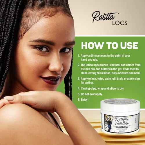 Vista 7 de Rastta Locs - Gel de bloqueo de base de agua e hidratante para cabello para rastas con aceite de aguacate para rastas, retwist, trenzas, peinado