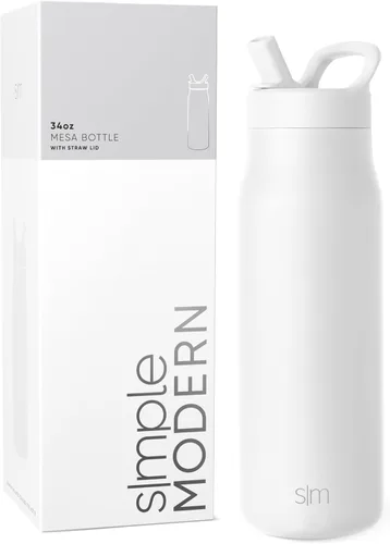 Vista 42 de Simple Modern Botella de agua con tapa de pajilla Termo de acero inoxidable aislado Botellas de agua reutilizables para viajes para gimnasio