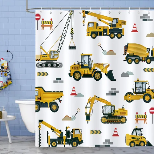 Vista 12 de Cortina de ducha Bonhause para niños ABC, linda decoración educativa del alfabeto animal para baño de niños pequeños, 72 x 72 pulgadas, tela