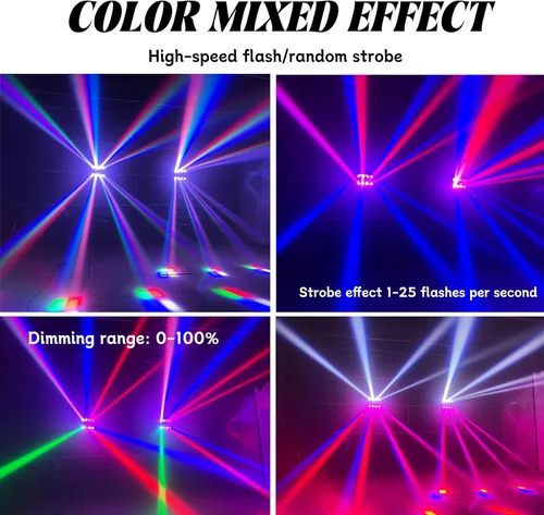 Vista 5 de 8x15W Spider Moving Head Light LED RGBW 4in1 Luz de escenario portátil, haz de fiesta estroboscópico DJ Iluminación DMX 512 y activado por sonido
