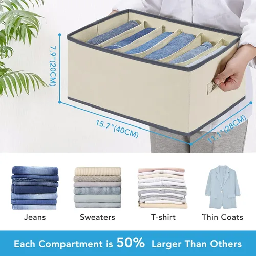Vista 2 de Organizador de jeans de 12 ranuras y organizador de pantalones de 6 ranuras para ropa, jeans, suéter, camiseta, vestido apilable para armario