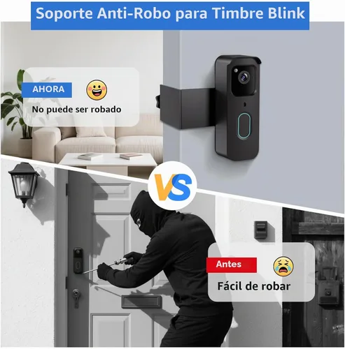 Vista 6 de Soporte Antirrobo para Timbre Blink, Soporte de Montaje sin Taladro para Timbre de Video Blink de 2da Generación, No Bloquea el Sensor de Movimiento
