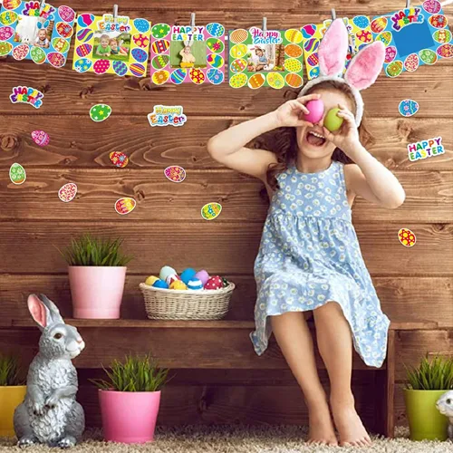 Vista 7 de chiazllta Paquete de 24 kits de manualidades de Pascua para niños, marco de fotos, manualidades, primavera, Pascua, actividades artísticas, hogar