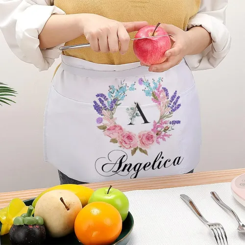 Vista 252 de AXKEUDO Delantal personalizado con bolsillos, delantales de cintura para camarera para cocinar en casa, restaurante, servir trabajo