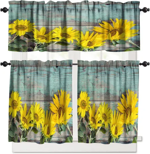 Vista 10 de Cenefas de cocina con estrellas de mar, cortinas de nivel para ventanas de cocina, cortinas de café con estrellas de mar, cortinas pequeñas