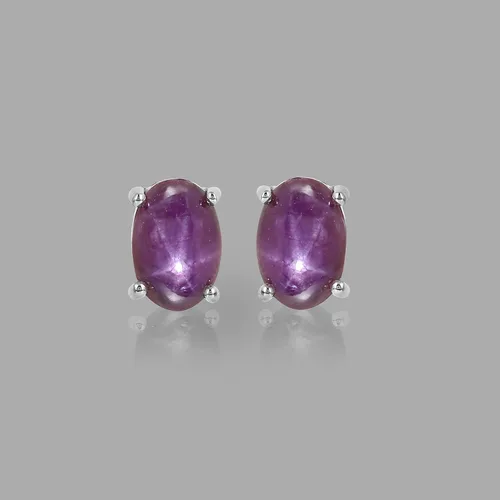 Vista 6 de Pendientes de tuerca ovalados con forma ovalada de rubí en plata de ley 925 para mujeres y niñas, Gema, rubí