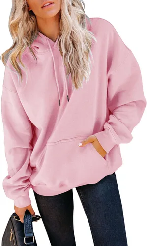 Vista 17 de Yuccalley Sudaderas con capucha y bolsillo de manga larga para mujer