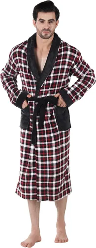 Vista 4 de NY Threads - Bata de baño lujosa en tejido polar con cuello de chal para hombre