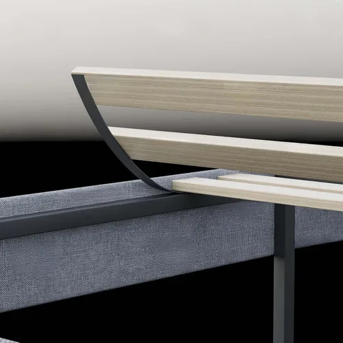 Vista 5 de Base de cama tapizada de tamaño matrimonial con cabecera de botón ajustable, base de colchón con soporte de listones de madera, no necesita somier