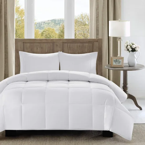 Vista 10 de Madison Park Edredón de algodón de 300 hilos, acolchado de caja, suave, transpirable, ligero, para todas las estaciones, ropa de cama alternativa