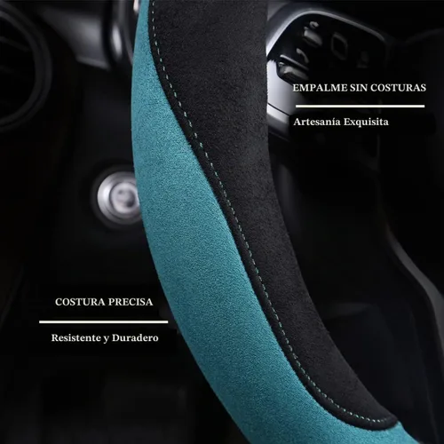 Vista 4 de Soft Suede D Shape - Funda para volante, color negro Parte inferior plana de gamuza sintética, fresca en verano y cálida en invierno, universal