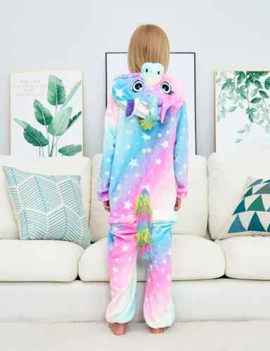 Vista 3 de Pijama unisex de una pieza de unicornio para niñas, disfraz de Halloween, cosplay, ropa de dormir