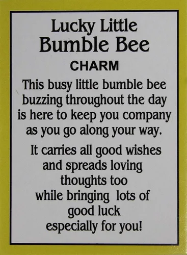 Vista 3 de Ganz Lucky Little Bumble Bee Charm con tarjeta de historia amarillo