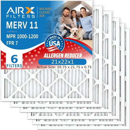 Vista 47 de AIRX FILTERS WICKED CLEAN AIR. Filtro de aire 10x10x1 MERV 11 electrostático plisado filtro de aire acondicionado paquete de 6 filtros de horno HVAC