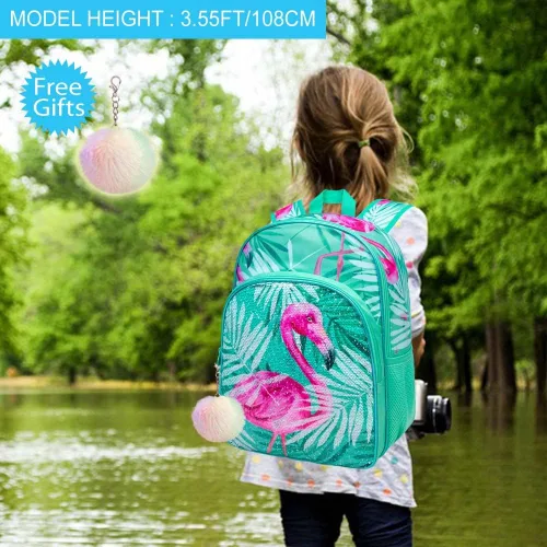 Vista 3 de gxtvo Mochila de 3 piezas, 16 pulgadas con lentejuelas y lonchera