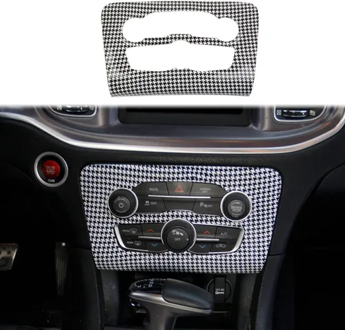 Vista 8 de Crosselec - Cubierta de panel de control central de fibra de carbono para aire acondicionado A/C para Dodge Charger 2015+ (Negro)