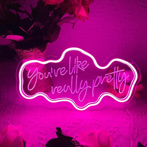 Vista 6 de Letrero de neón con texto en 3D con texto en inglés "Hello Gorgeous Neonat", para decoración de pared, dormitorio, hogar, fiesta de cumpleaños, boda