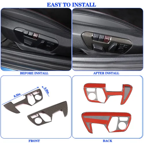Vista 6 de Ajuste para Toyota Supra GR A90 A91 MK5 2018-2022 Ajuste de asiento Botón de ajuste de la cubierta del panel, marco de decoración del panel