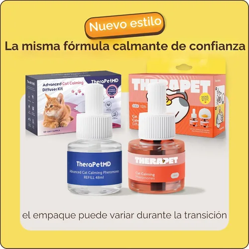 Vista 2 de TherapetMD Difusor calmante para gatos de 60 días - Difusor de feromonas para gatos para estrés, pulverización de orina, lucha contra gatos