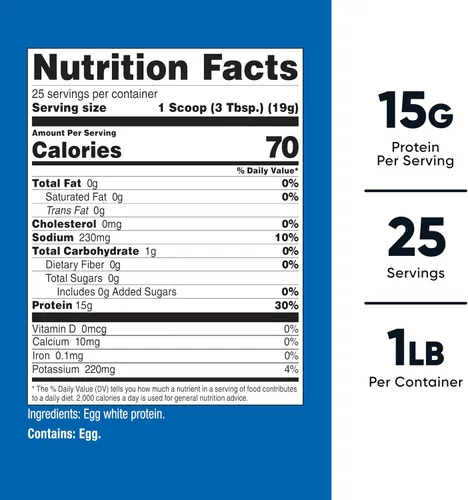 Vista 2 de Nutricost Polvo de proteína de clara de huevo 1 libra (sin sabor), sin OMG, sin gluten