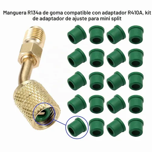 Vista 4 de (20 piezas) R134A Junta de goma apta para aire acondicionado, manguera de carga de refrigeración, kit de reparación de junta tórica, compatible