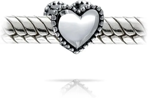 Vista 2 de Abalorio personalizado con monograma del alfabeto A-Z, inicial milgrain borde en forma de corazón, espiral, para mujeres, adolescentes, plata de ley