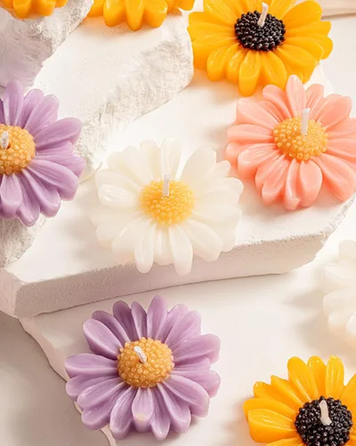 Vista 9 de Velas de colores flotantes de manzanilla, velas grandes perfumadas románticas de 2 pulgadas para jarrones cilíndricos, centros de mesa en bodas