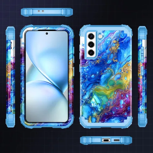 Vista 3 de Rancase Funda para Galaxy S21 FE 5G, tres capas resistentes a prueba de golpes, protección de plástico duro+funda protectora de goma de silicona