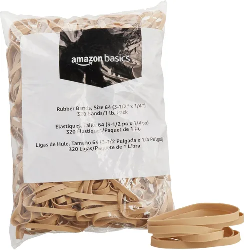 Vista 7 de Amazon Basics Bandas de goma, tamaño 19 (3-1/2 x 1/16 pulgadas), 1250 bandas/paquete de 1 libra, paquete de 3, marrón