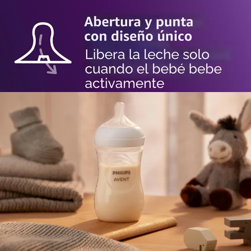 Vista 3 de Philips Avent Biberones naturales, flujo medio, 9 onzas, sin BPA, paquete de 2 Caudal controlado por bebé, diseño sin goteo, reduce los cólicos