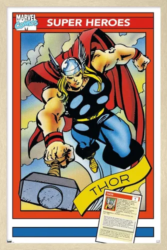 Vista 5 de Trends International Marvel Trading Cards - Póster de pared de Thor, 22.375 x 34 pulgadas, versión premium sin marco