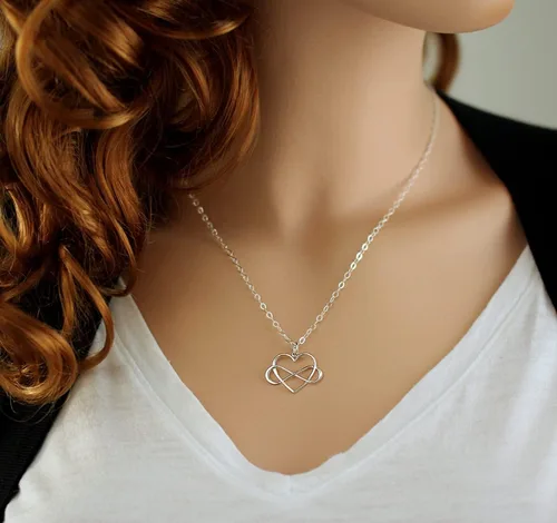 Vista 3 de A Charmed Impression Sterling Silver Infinity Heart Necklace - Unbiological Mother Daughter Adoption Gotcha Day Gift for Women