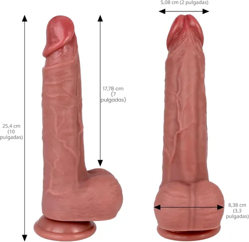 Vista 2 de Consolador realista de 9 pulgadas – Venas y textura de piel realistas, silicona gruesa con fuerte ventosa de succión, juguete adulto para placer