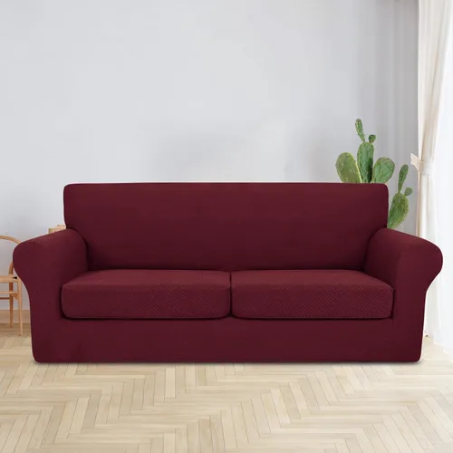 Vista 2 de JIVINER Fundas de sofá de 3 piezas para sofá de 2 cojines, funda elástica para sofá con 2 fundas de cojín de asiento extra grandes, fundas de sofá