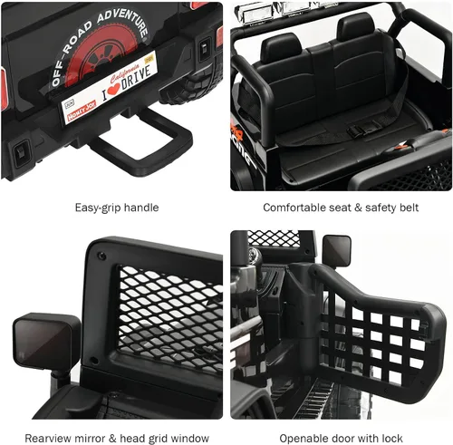 Vista 5 de Costzon - Camioneta de paseo para niños de 2 plazas, vehículo eléctrico con batería de 12 V con control remoto, 2 velocidades, suspensión