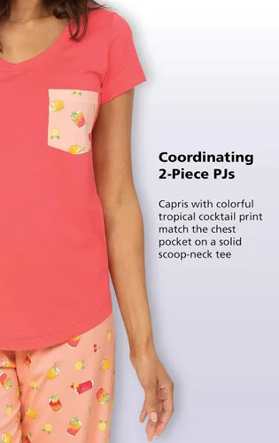 Vista 3 de PajamaGram Womens PJs Sets - Ladies Pajamas Capris 100% Cotton