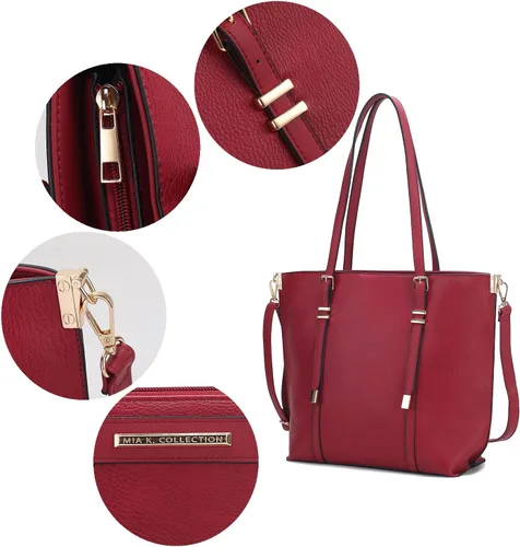Vista 7 de MKF Collection Mia K - Bolso de mano y cartera para mujer, de piel vegana, con asa