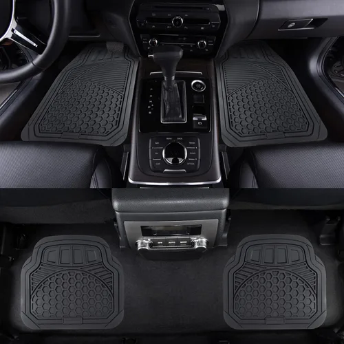 Vista 3 de Amazon Basics Alfombrillas de coche resistentes de PVC imitación goma, universales de lujo, para todo tipo de clima, ajuste universal para 95%