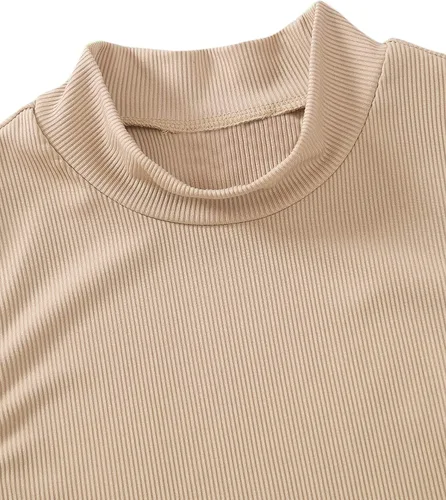Vista 3 de Floerns Body de punto acanalado sin mangas con cuello alto falso para mujer