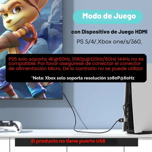 Vista 3 de UANTIN Adaptador HDMI a DisplayPort, 4K @60Hz Uni-Direccional solamente - 1