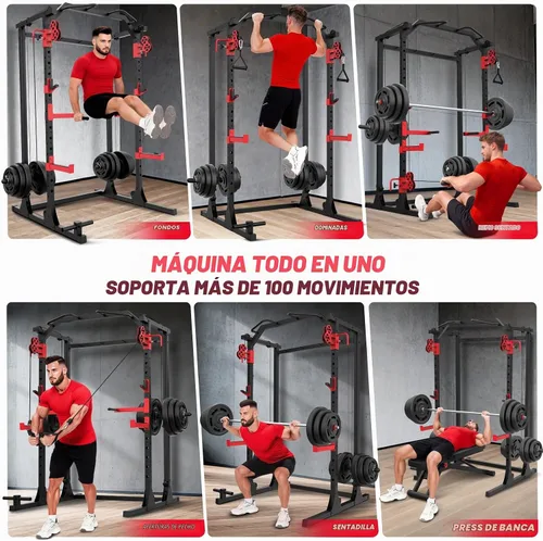 Vista 4 de OPPSDECOR Power Cage, 2000LBS Squat Rack with Dual Pulley Cable Crossover System, Multifunctional Power Rack with More Training Attachments for Home