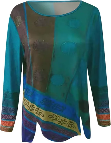 Vista 4 de Camisetas elegantes para mujer, camisas de manga larga para mujer, para usar con leggings, sudaderas largas casuales con cuello redondo
